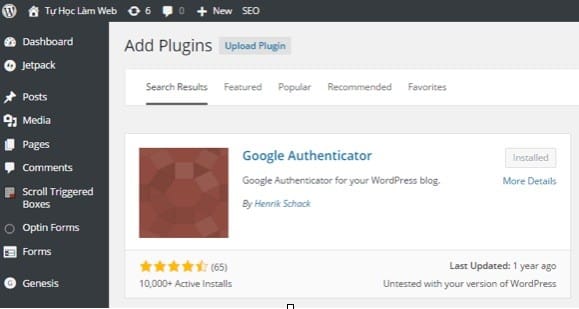 Tìm và cài đặt plugin Google Authenticator