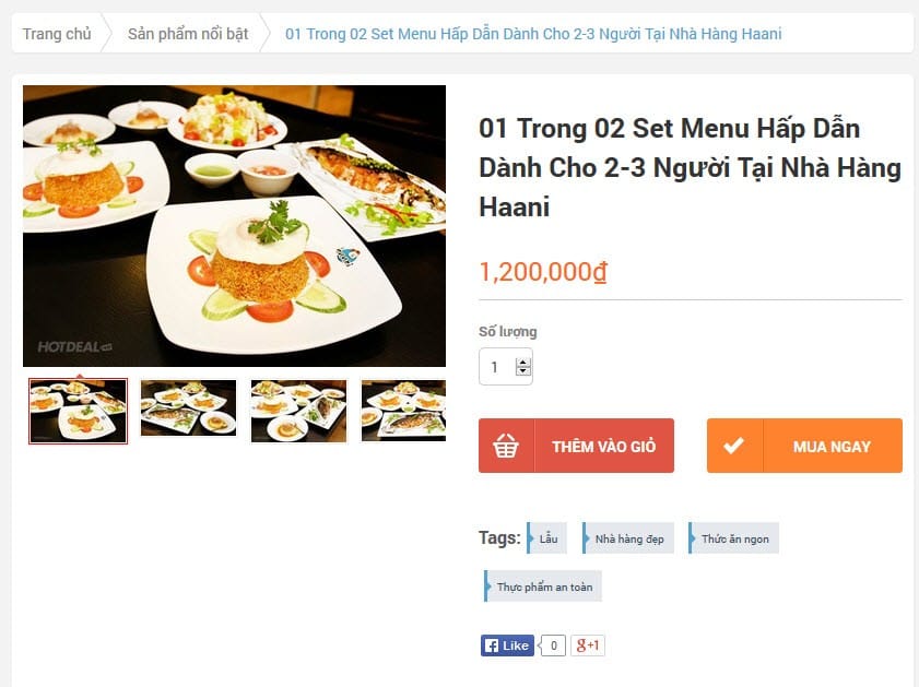 Nút giỏ hàng và đặt hàng bắt mắt