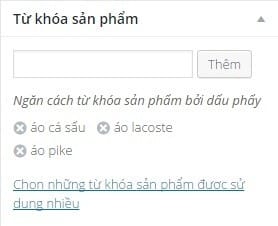 thiết lập từ khóa sản phẩm