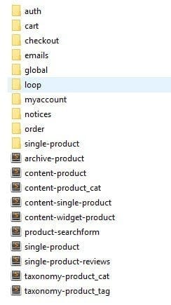 Danh sách template của Woocommerce
