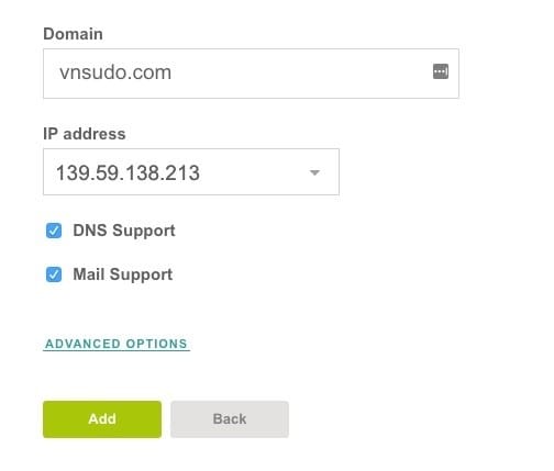 Nhập thông tin domain cần thêm vào.