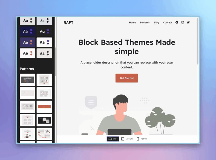 Giao diện xem trước của một Block Themes trên WordPress.org